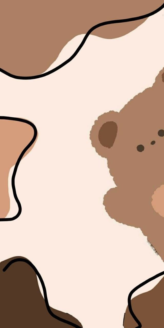 Teddybär, Abstrakte Formen, Braun, Beige, Niedlich, Hintergrundbild für iPhone und Android