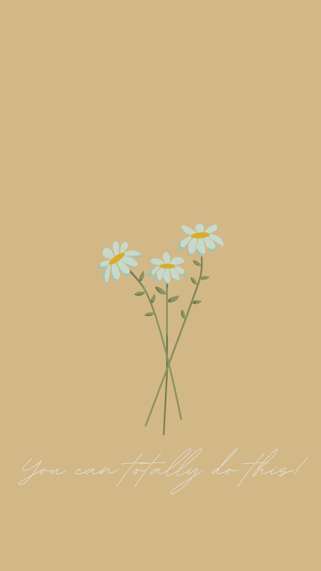 Gänseblümchen, Zitat, Minimalistisch, Senfgelber Hintergrund, Handschrift, Sperrbildschirm fürs iPhone