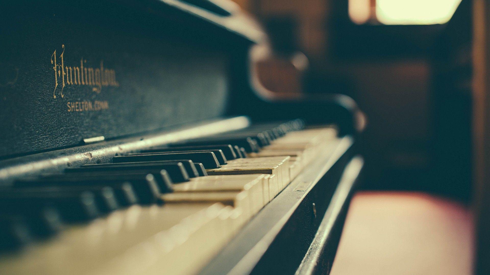 Huntington, Altes Klavier, Klaviertasten, Retro-Look, Unschärfe, Full-HD-Hintergrundbild für PC