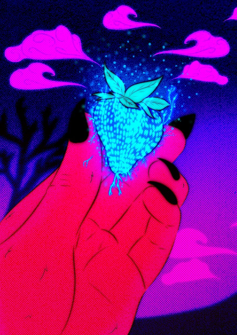 Hand, Neon, Pflanze, Lila, Psychedelisch, HD, Hintergrundbild fürs Tablet