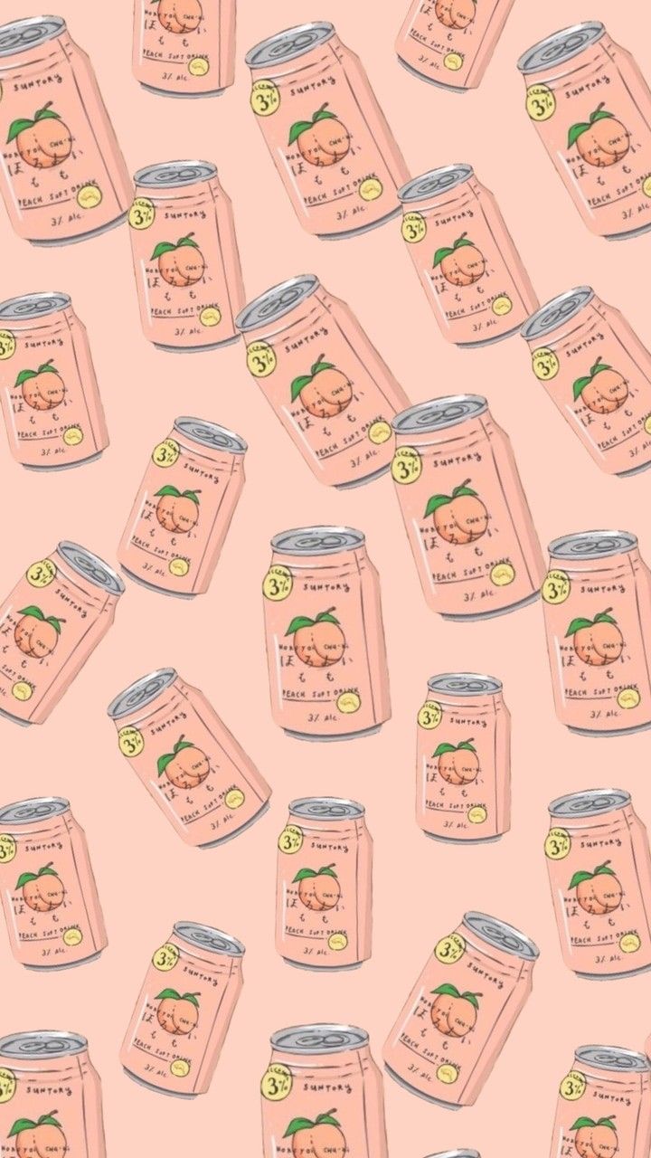 Getränkedosen, Pfirsich, Muster, Pfirsichfarben, Kawaii, Hintergrundbild fürs Handy