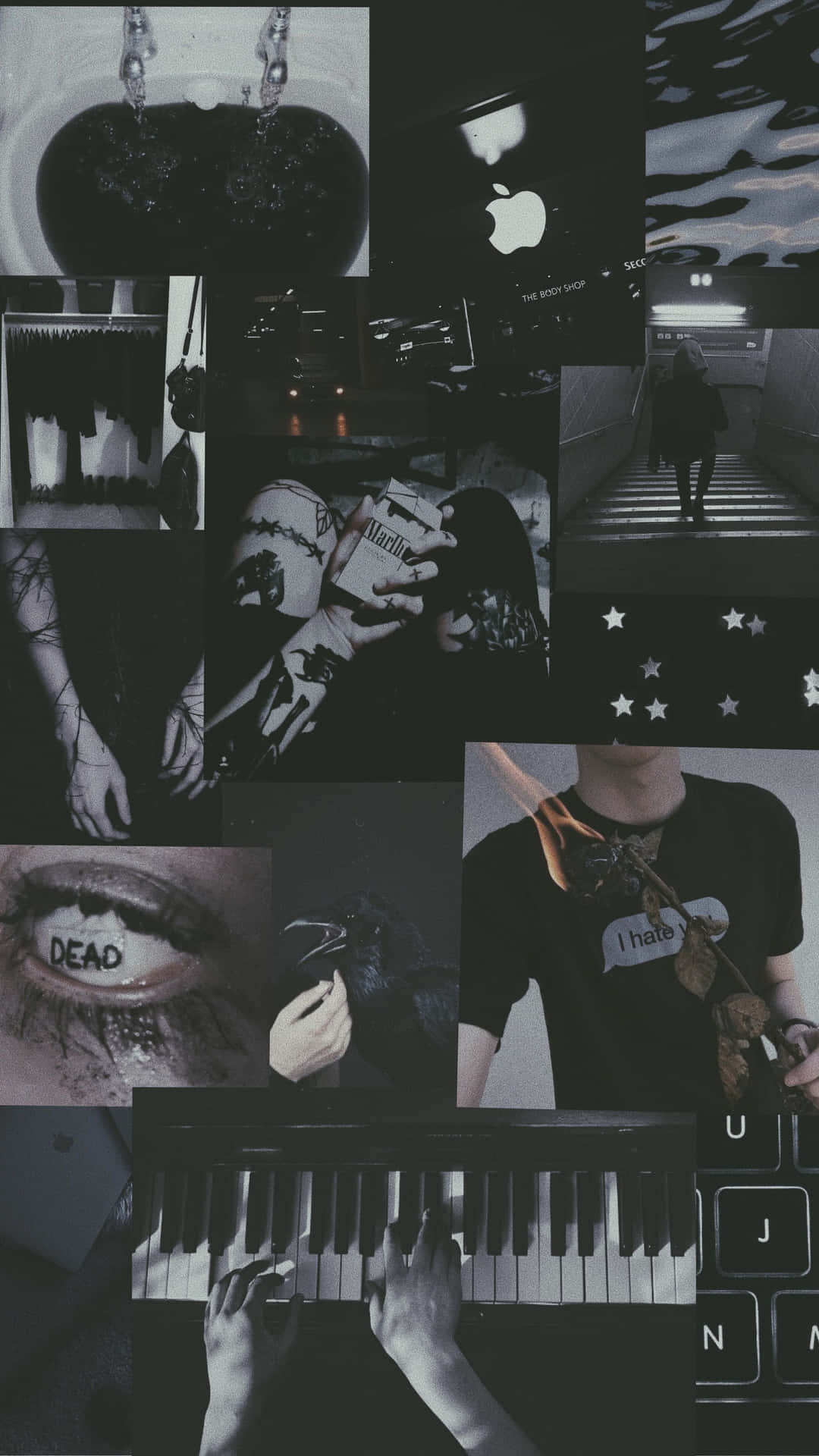 Collage, Schwarz-Weiß, Klavier, Ästhetik, Dunkel, Full HD, Sperrbildschirm fürs iPhone