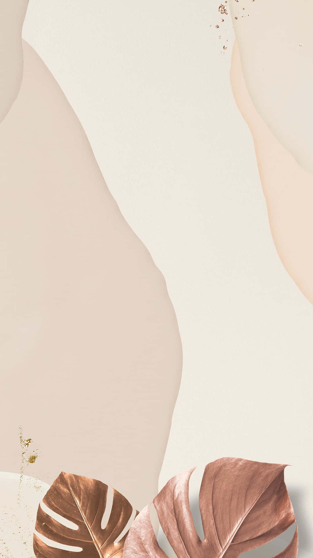 Abstrakte Formen, Monstera-Blätter, Beige, Rosé, Full HD, Handy-Hintergrund im Hochformat