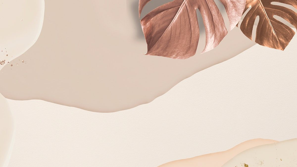 Monstera-Blätter, Abstrakte Formen, Kupfer, Beige, Hintergrundbild
