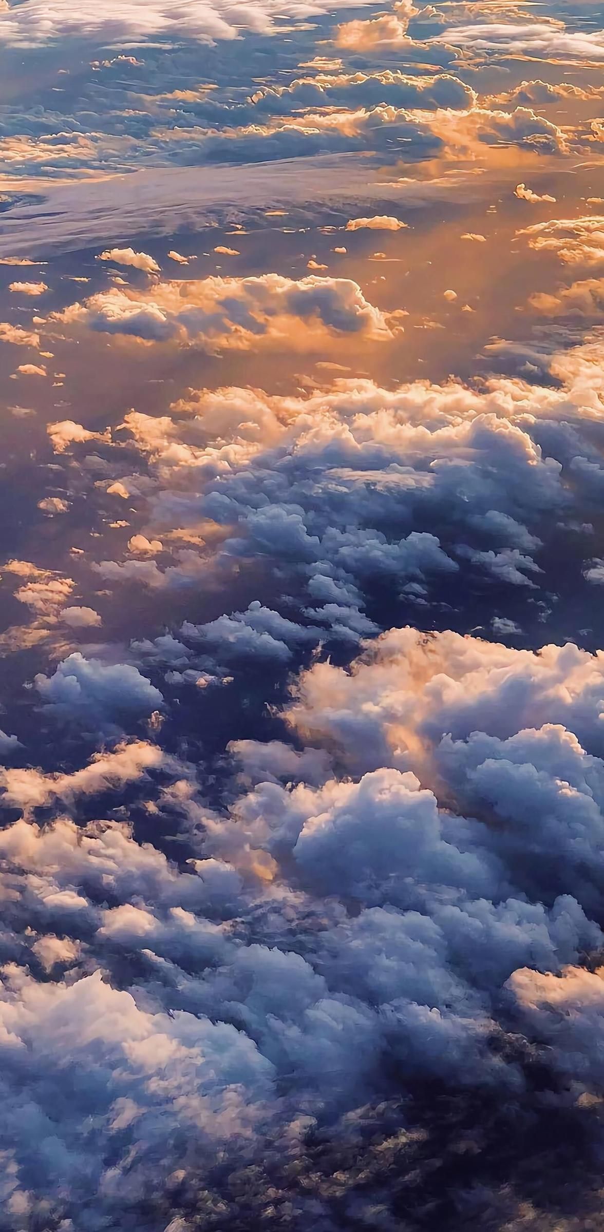 Wolkenmeer, Luftaufnahme, Wolken, Goldenes Licht, Sonnenuntergang, iPhone-18-Pro-Max-Sperrbildschirm