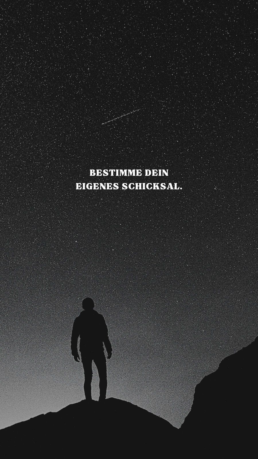 Bestimme dein eigenes Schicksal, Spruch, Silhouette, Mann, Berggipfel, Android-Hintergrundbild