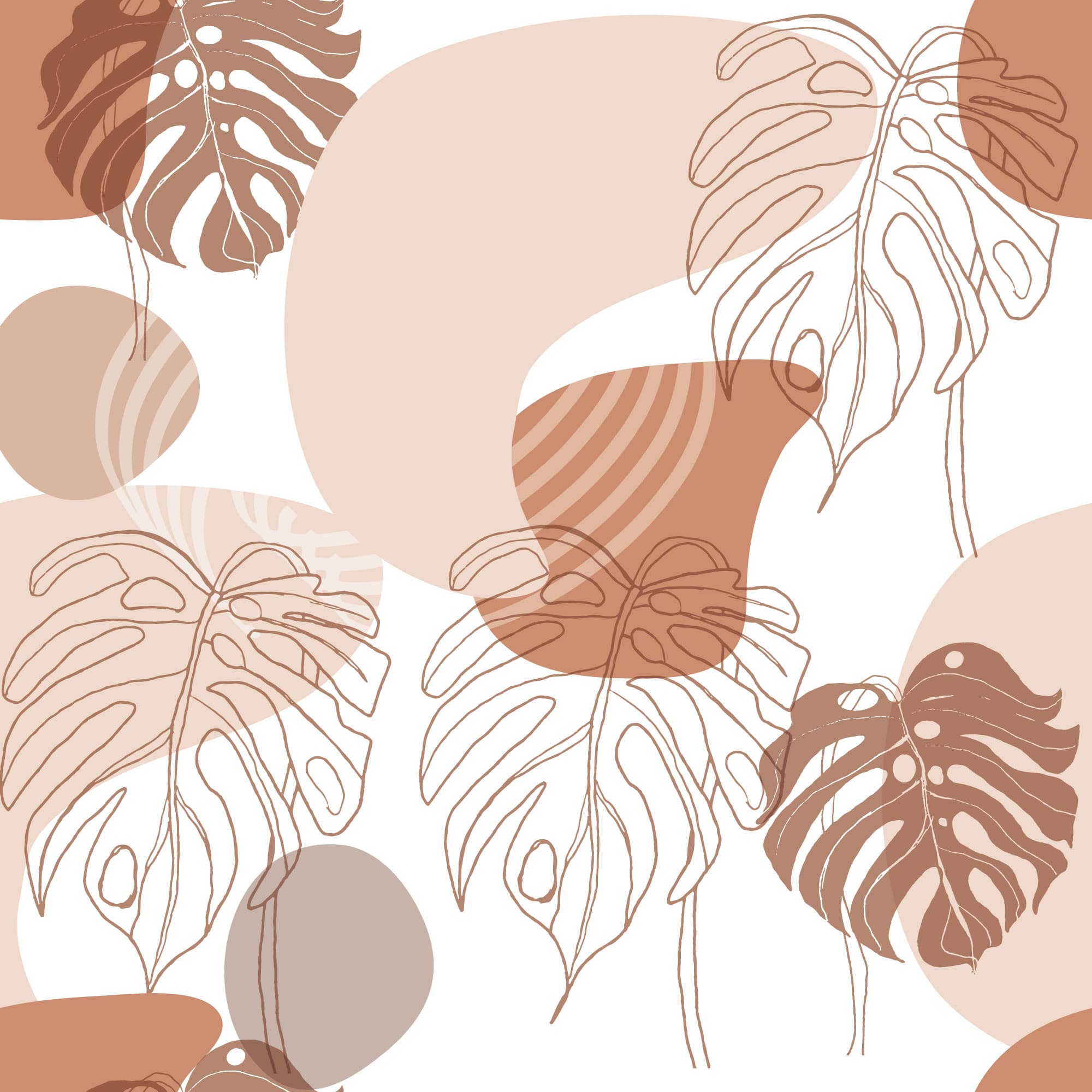 Monstera-Blätter, Boho, Abstrakte Formen, Terrakotta, Full HD, Hintergrundbild fürs Tablet