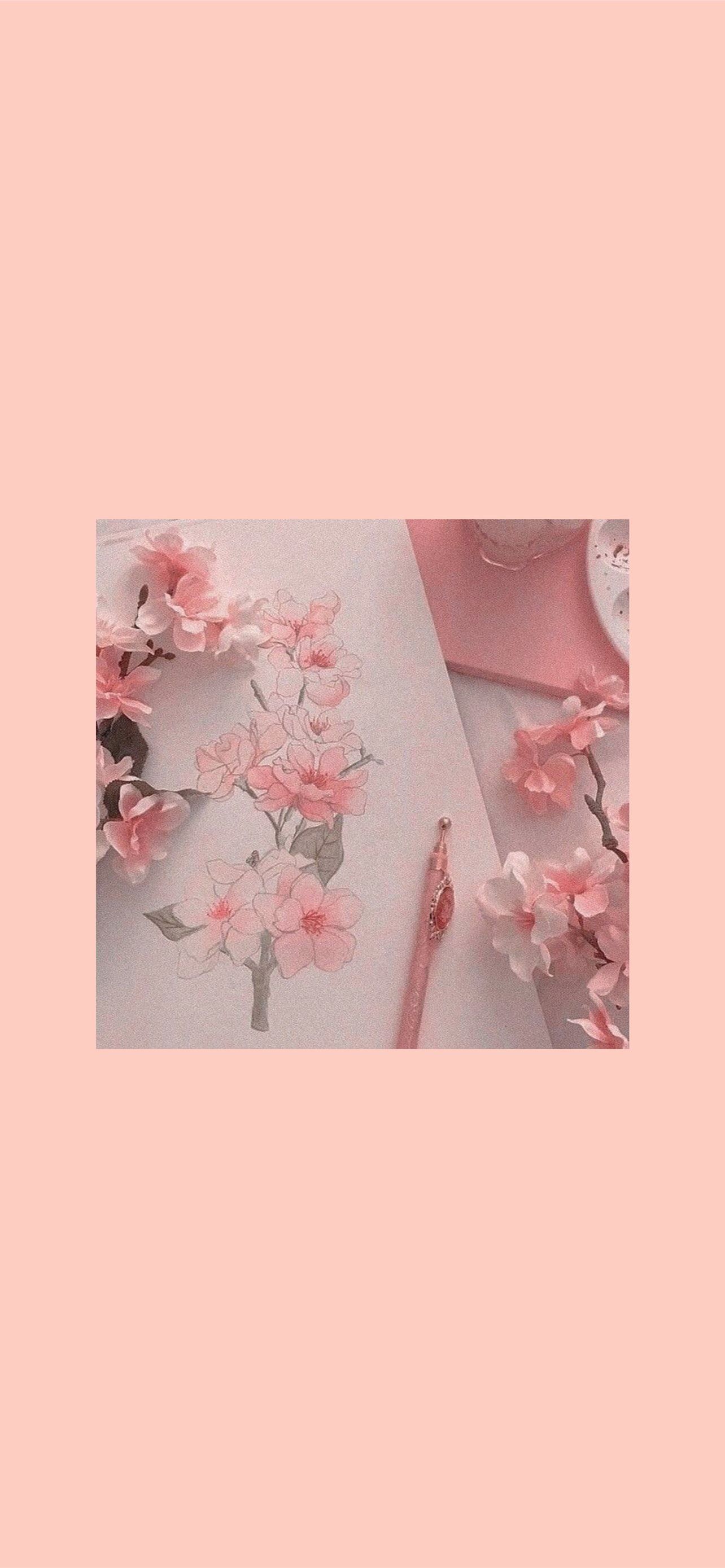 Kirschblüten, Rahmen, Pastellrosa, Minimalismus, Sperrbildschirm fürs iPhone 18 Pro Max