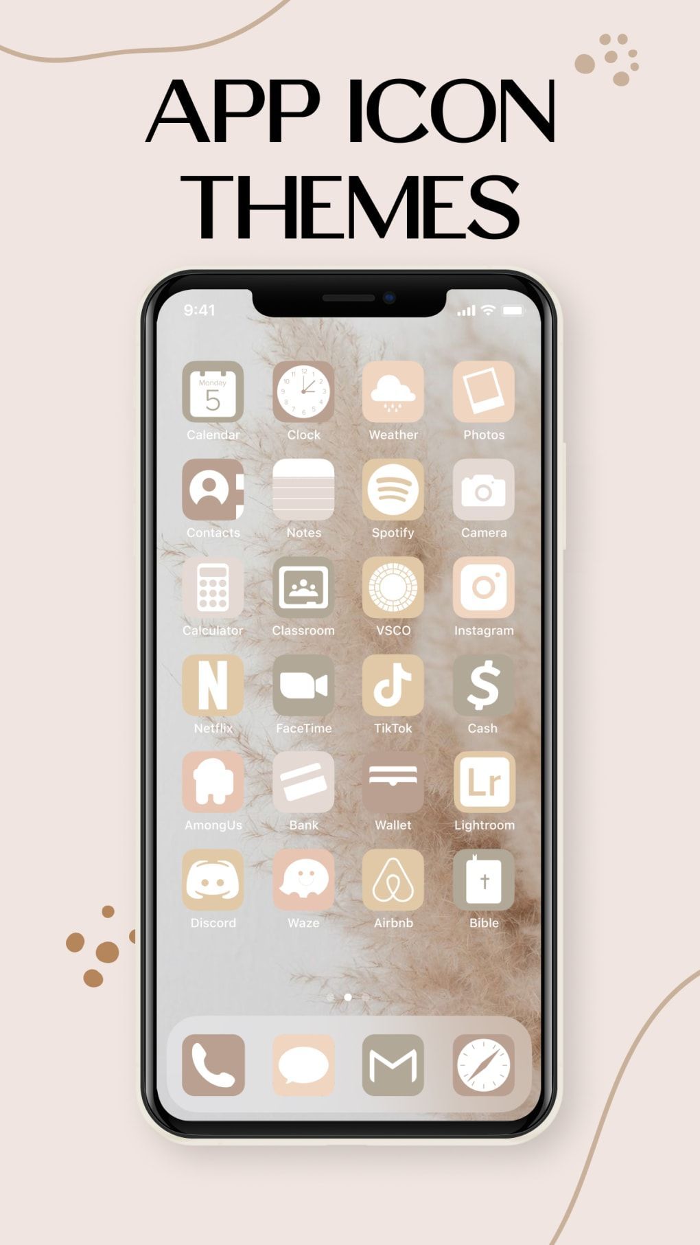 App-Icons, iPhone, Homescreen, Beige, Mockup, HD, Handy-Hintergrund im Hochformat