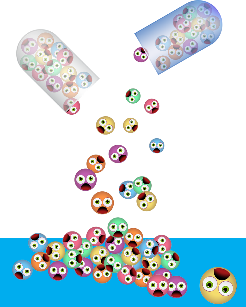 Kapseln, Bunte Pillen, Emojis, Schwarzer Hintergrund, Pop-Art, HD Wallpaper