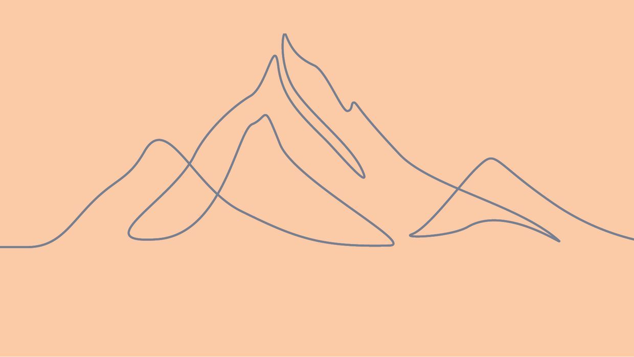 Strichzeichnung, Berge, Pfirsichfarben, Minimalistisch, Hintergrundbild