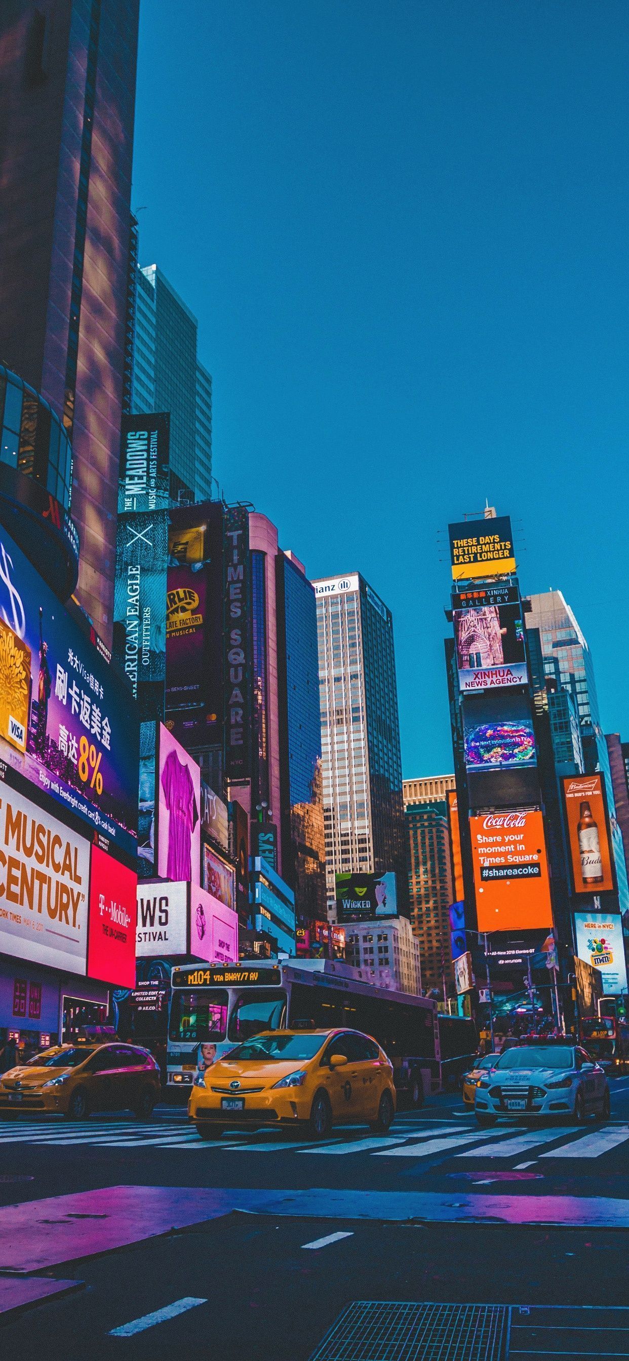 Times Square, New York, Leuchtreklame, Taxi, Stadt, iPhone 18 Pro Max, Wallpaper