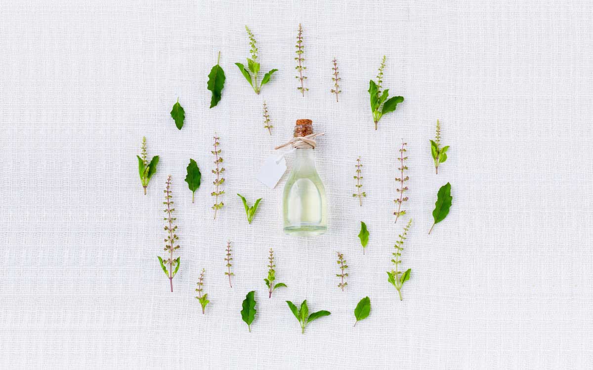 Heilkräuter, Ätherisches Öl, Flatlay, Weißer Hintergrund, Naturheilkunde, Wallpaper
