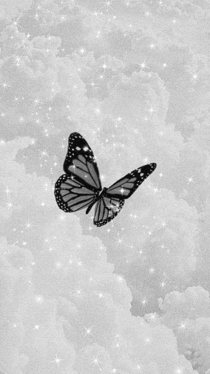 Schmetterling, Wolken, Hellgrau, Minimalistisch, Ästhetik, Hintergrundbild fürs Handy