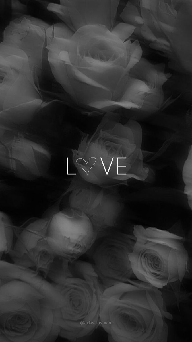 Rosen, Love, Schwarz-Weiß, Unscharf, Schriftzug, Hochformat, Hintergrundbild fürs Smartphone