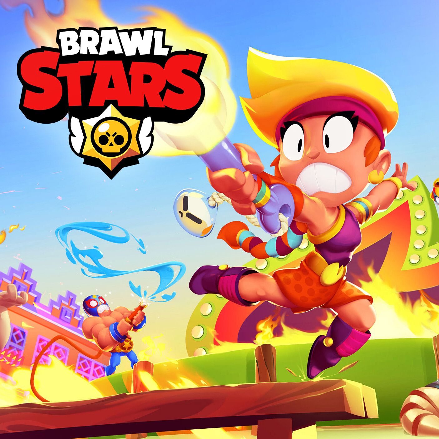 Brawl Stars, Logo, Brawler, Feuer, Action, Hintergrundbild für iPad und Tablet