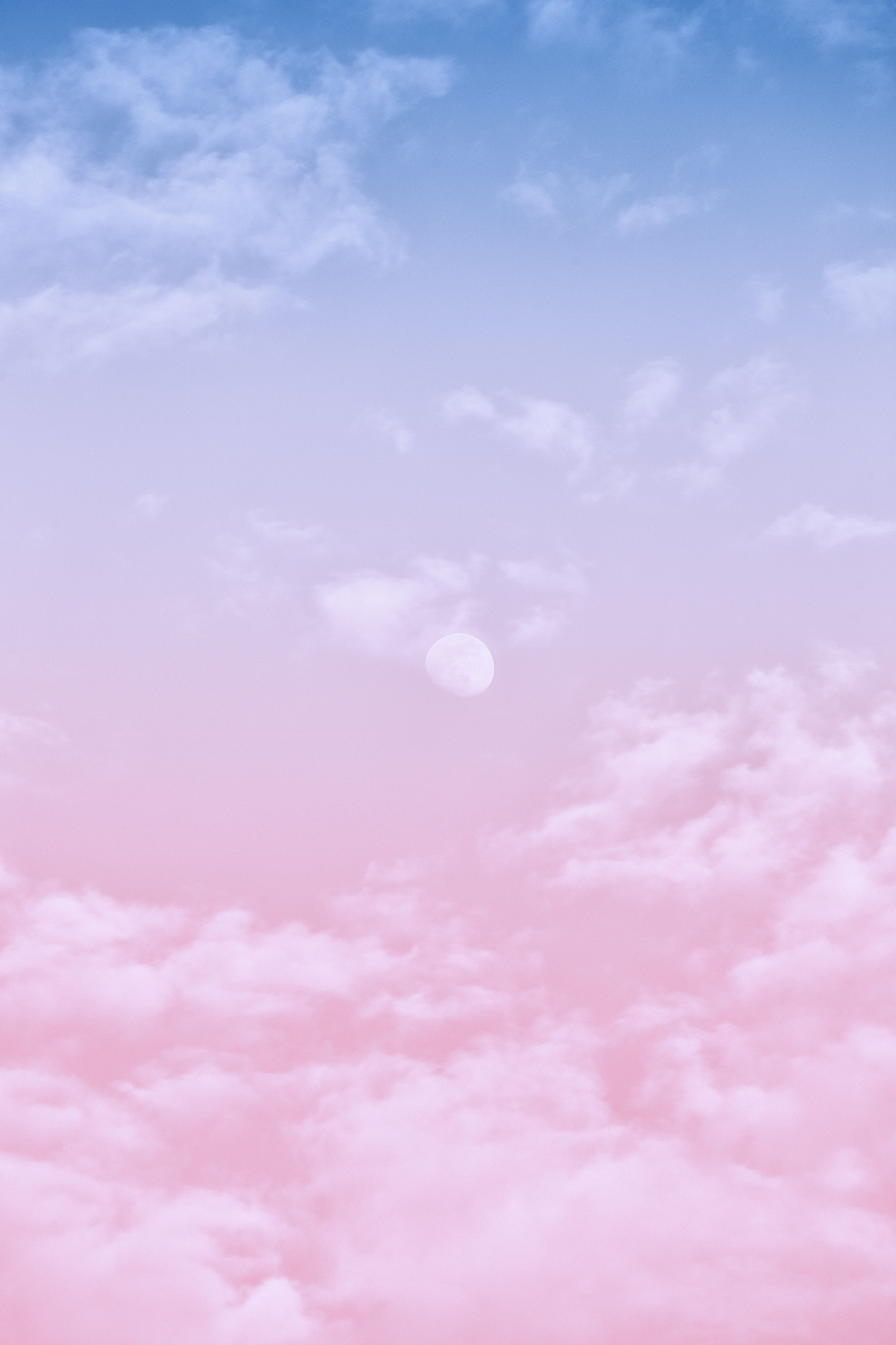 Wolken, Pastellhimmel, Rosa, Mond, Himmel, Hochformat, Hintergrundbild fürs Smartphone