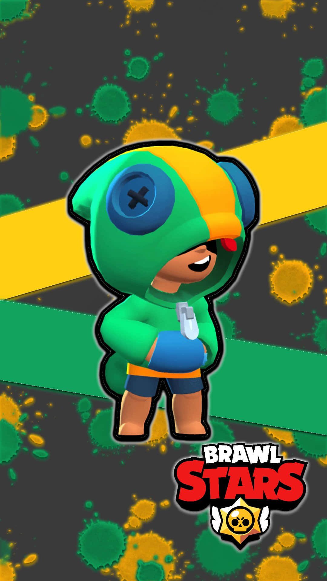 Leon, Brawl Stars, Grüner Hoodie, Logo, Muster, Supercell, Full HD, Handy-Hintergrundbild