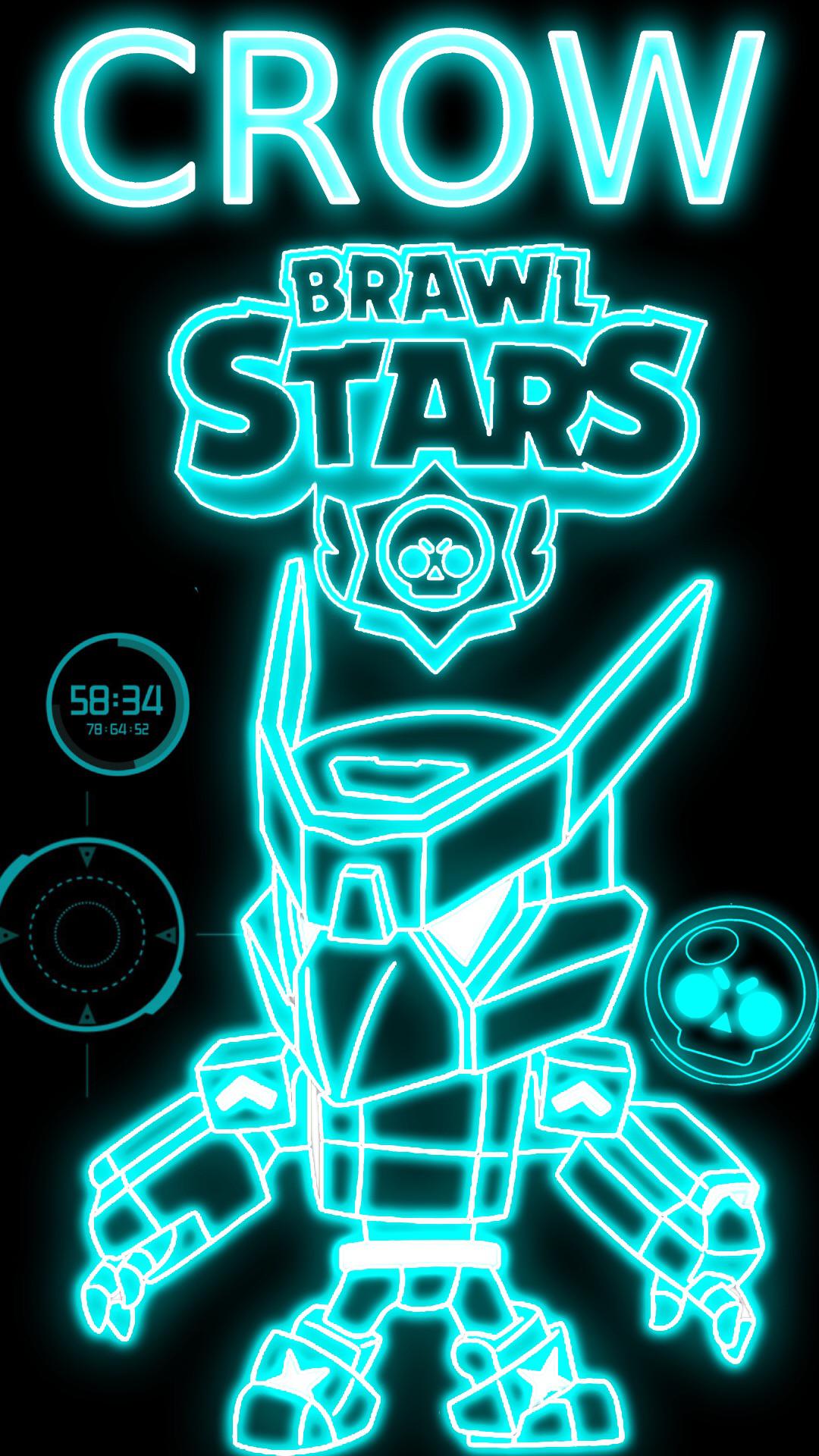 Crow (Brawl Stars), Brawl Stars, Neon, Türkis, Full HD, Handy-Hintergrund im Hochformat