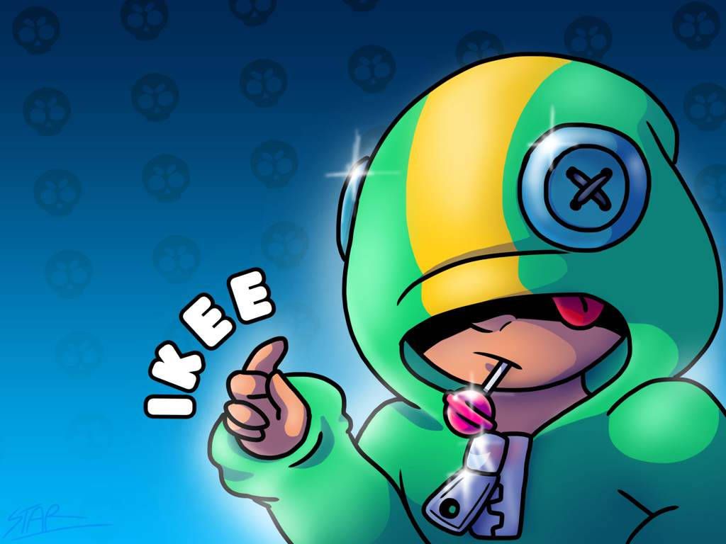 Leon (Brawl Stars), Brawl Stars, Lutscher, Blauer Hintergrund, Wallpaper
