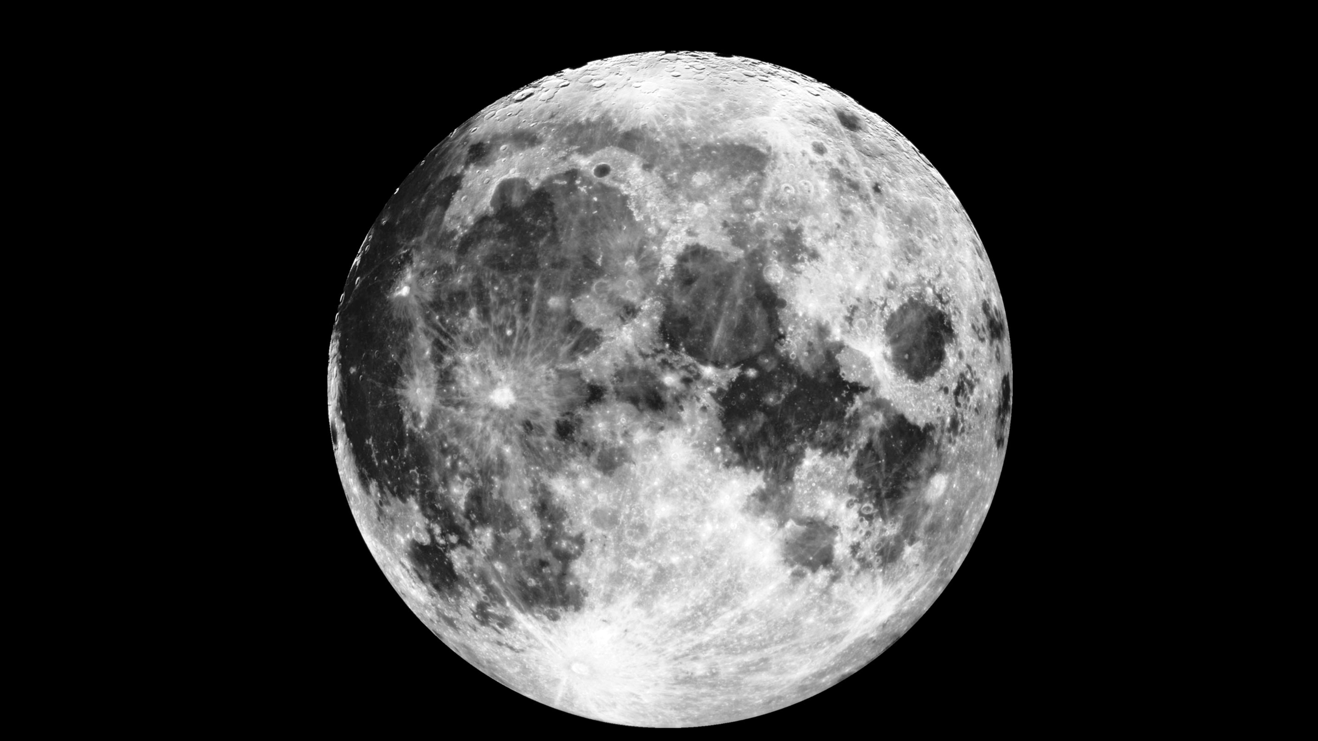 Vollmond, Mond, Krater, Weltall, Schwarzer Hintergrund, 5K Wallpaper