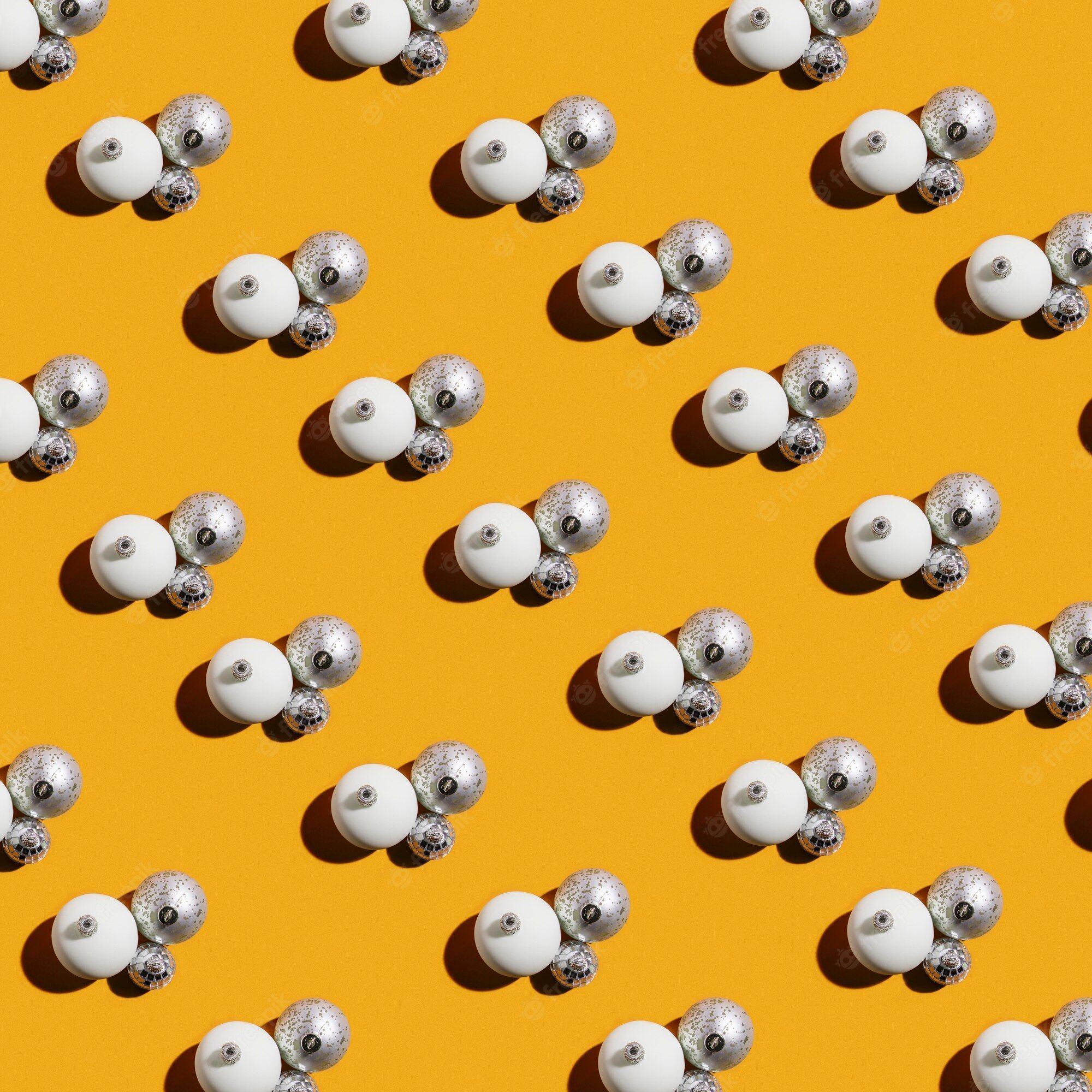 Silberne Kugeln, Muster, Pop-Art, Oranger Hintergrund, Full HD Wallpaper
