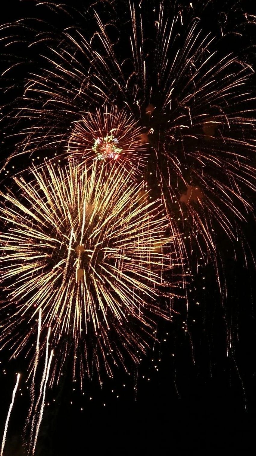 Feuerwerk, Nachthimmel, Silvester, Goldene Funken, HD, Hintergrundbild fürs Handy