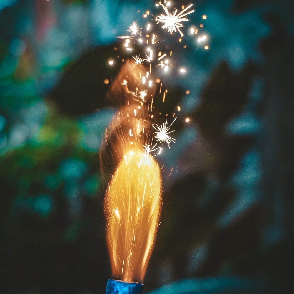 Glühbirne, Funken, Bokeh, Türkis und Orange, Kreativ, Hintergrundbild für iPad und Tablet