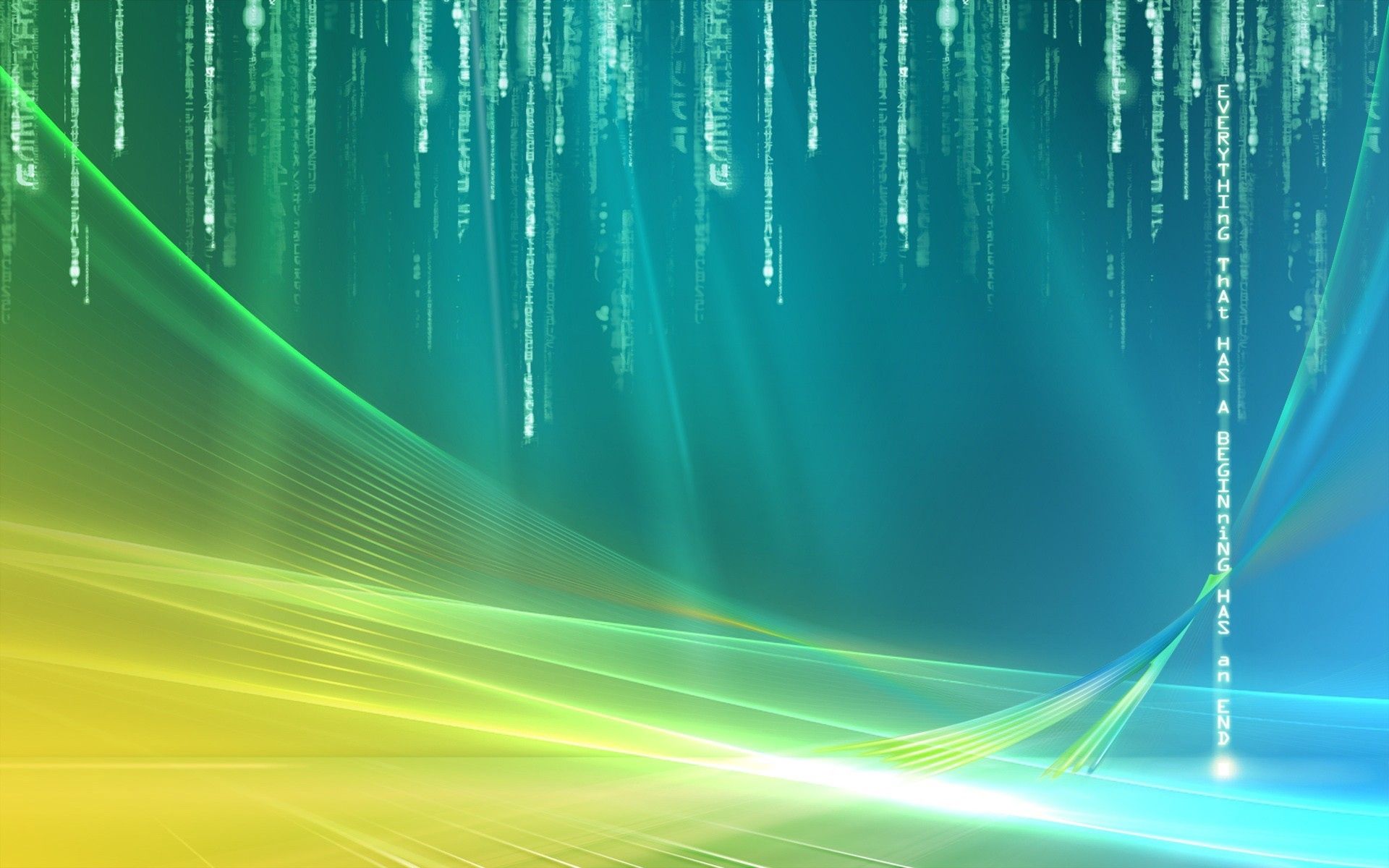 Aurora, Matrix-Code, Lichtwellen, Grün, Digital, Full HD, Desktop-Hintergrund für Windows