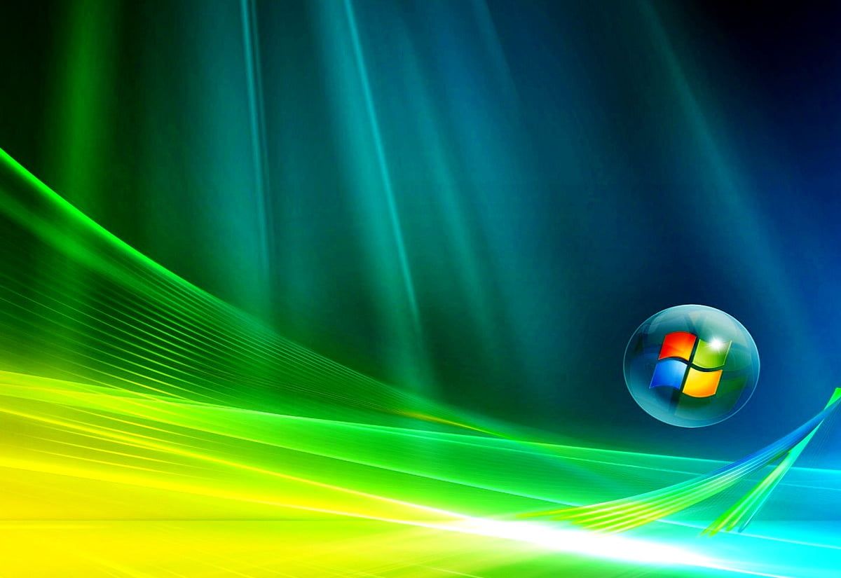 Windows Vista, Startknopf, Aurora, Grün, Blau, Hintergrundbild