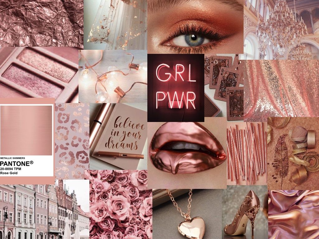 Collage, GRL PWR, Lippen, Pantone, Neonschrift, Hintergrundbild für iPad und Tablet