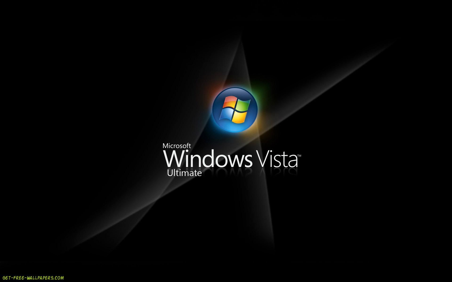 Windows Vista Ultimate, Windows-Logo, Schwarzer Hintergrund, Lichtstrahlen, Full HD Wallpaper