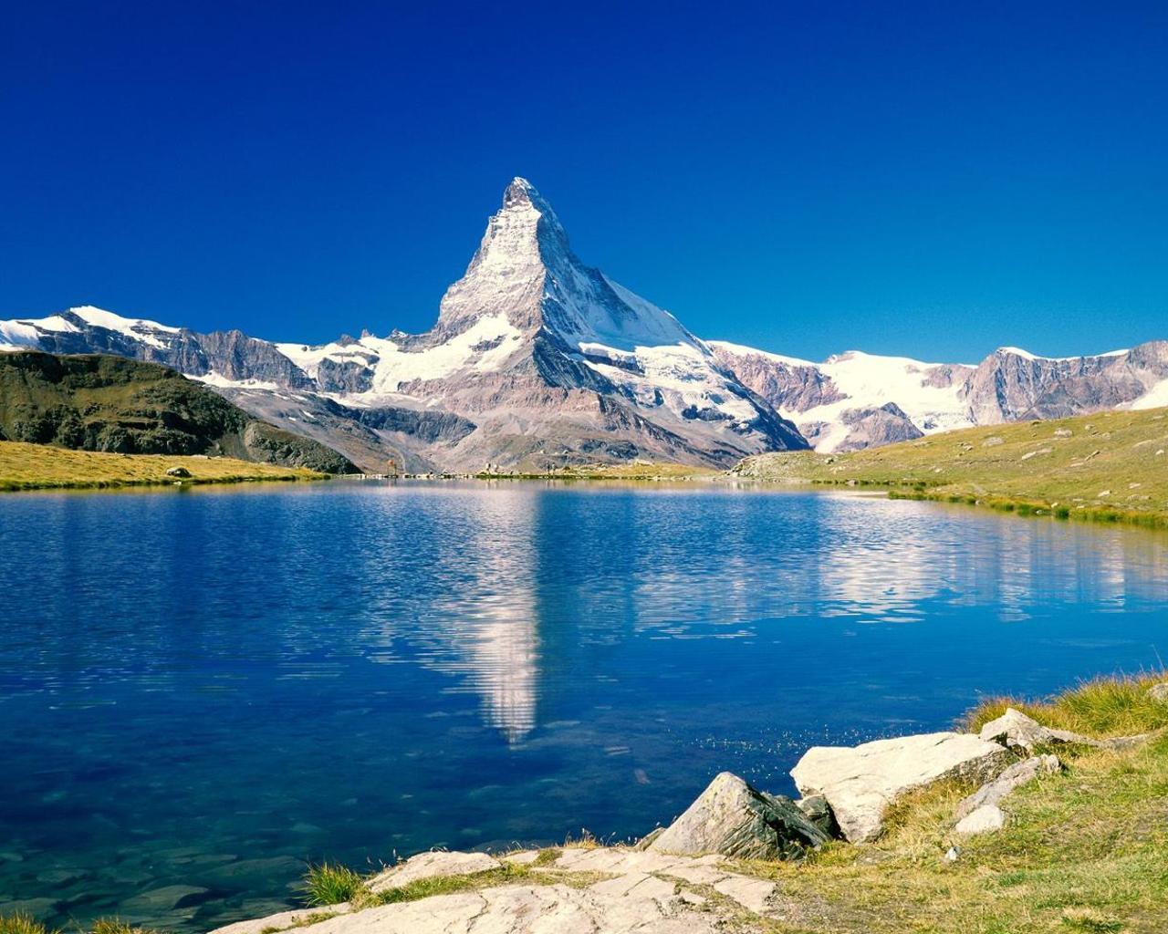 Matterhorn, Stellisee, Schweiz, Bergsee, Spiegelung, HD, Desktop-Hintergrund für Windows