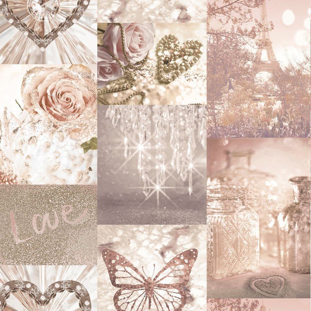 Collage, Rosen, Love, Schmetterling, Beige Ästhetik, Hintergrundbild für iPad und Tablet