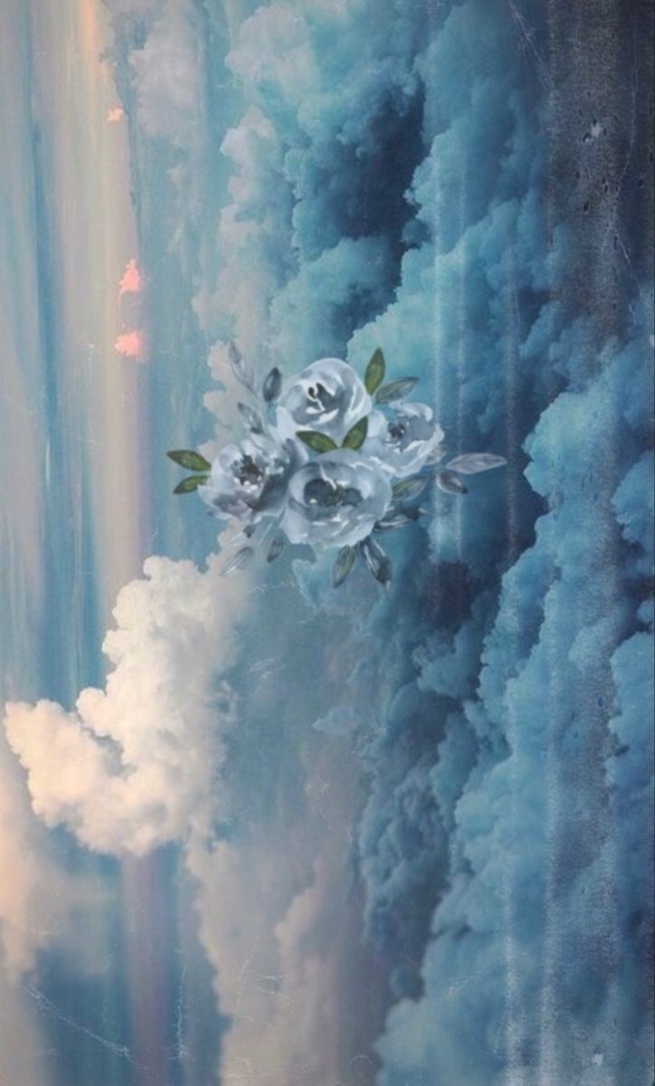 Wolken, Blumen, Surreal, Graublau, Verträumt, Hochformat, Hintergrundbild fürs Handy