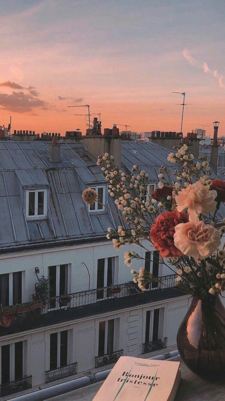 Dächer, Altbau, Blumen, Sonnenuntergang, Balkon, HD, Hintergrundbild fürs Handy