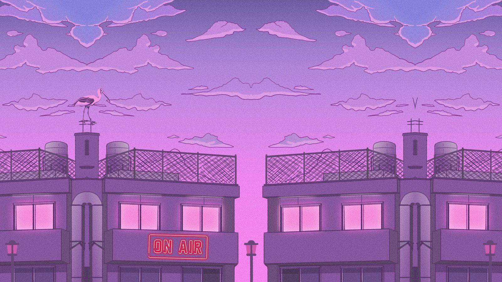 Gebäude, Pixel art, Lila, Wolken, Retro, HD, Hintergrundbild für den PC