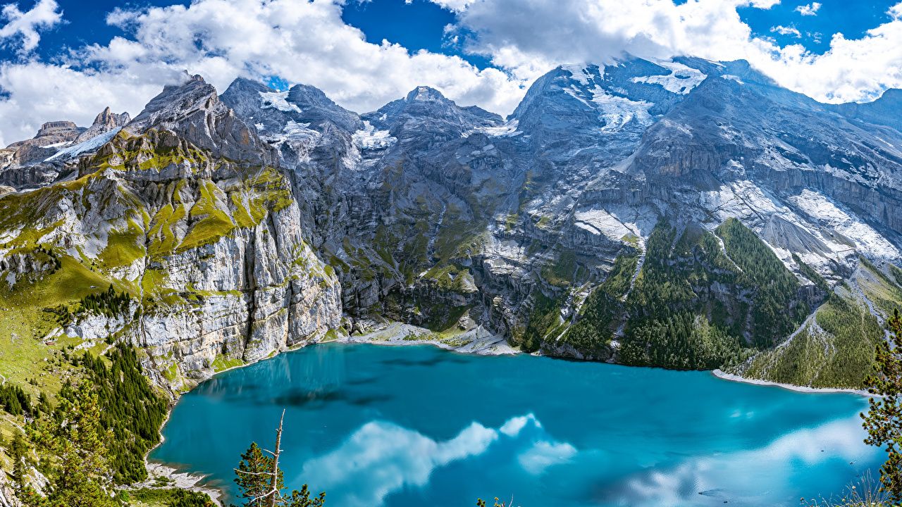 Oeschinensee, Kandersteg, Schweiz, Bergsee, Berner Alpen, HD, Breitbild-Hintergrundbild