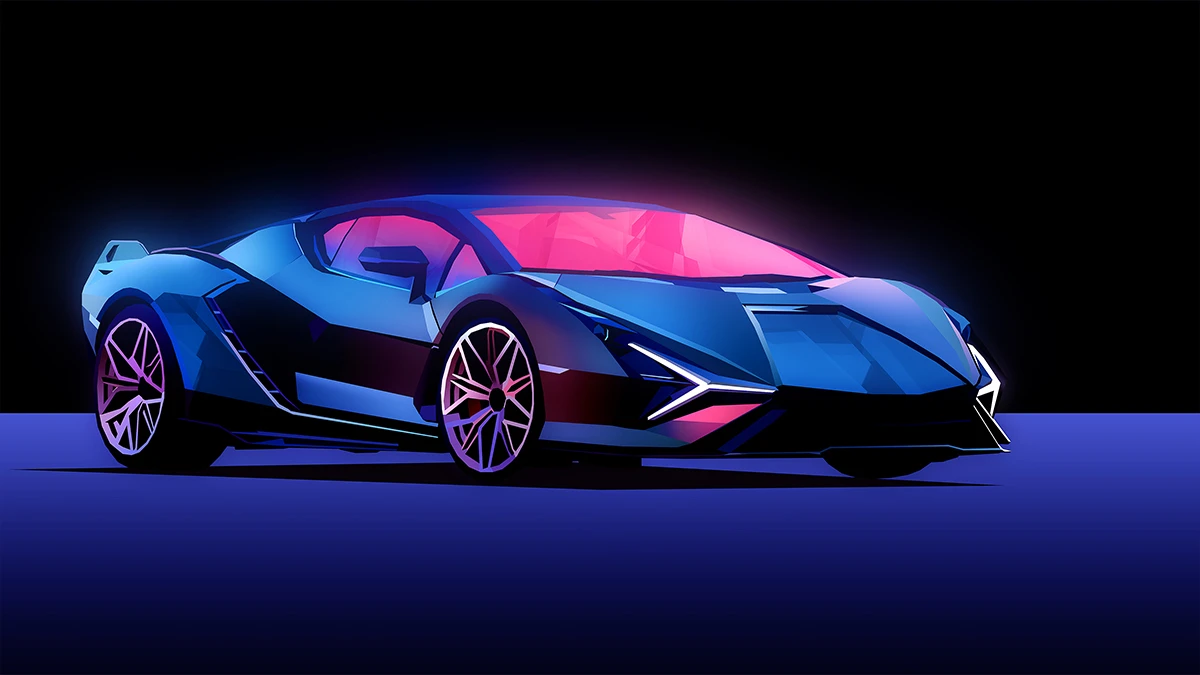 Lamborghini Sián, Lamborghini, Supersportwagen, Blau, Neon, Hintergrund