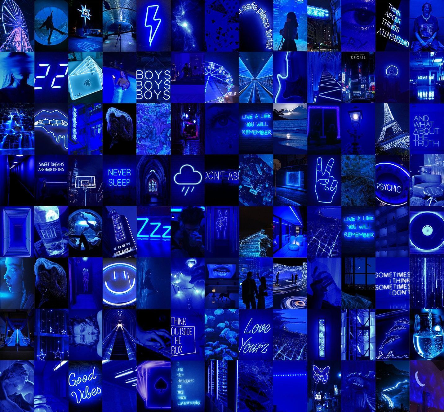Collage, Neon, Emojis, Kobaltblau, Moodboard, HD, iPad-Hintergrundbild