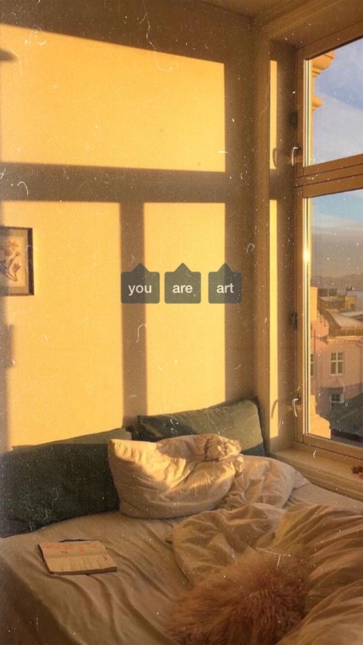Schlafzimmer, Bett, Sonnenlicht, Gemütlich, Warme Töne, HD, Handy-Hintergrund im Hochformat