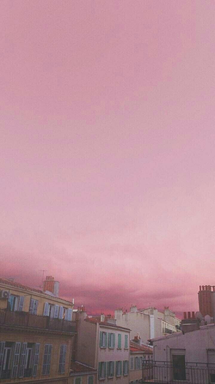 Rosa Himmel, Dächer, Stadt, Dämmerung, Pastell, HD, Sperrbildschirm fürs iPhone