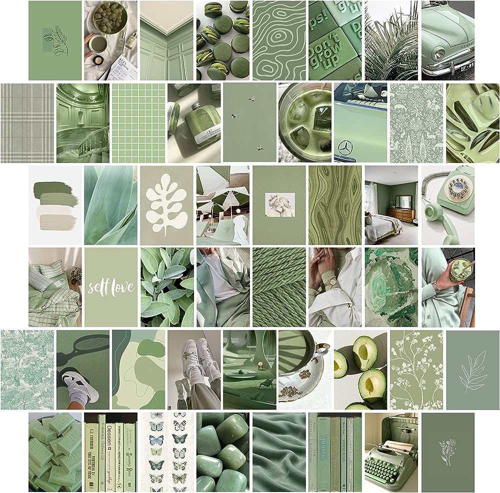 Collage, Salbeigrün, Schmetterlinge, Moodboard, Pflanzen, Hintergrundbild fürs Tablet