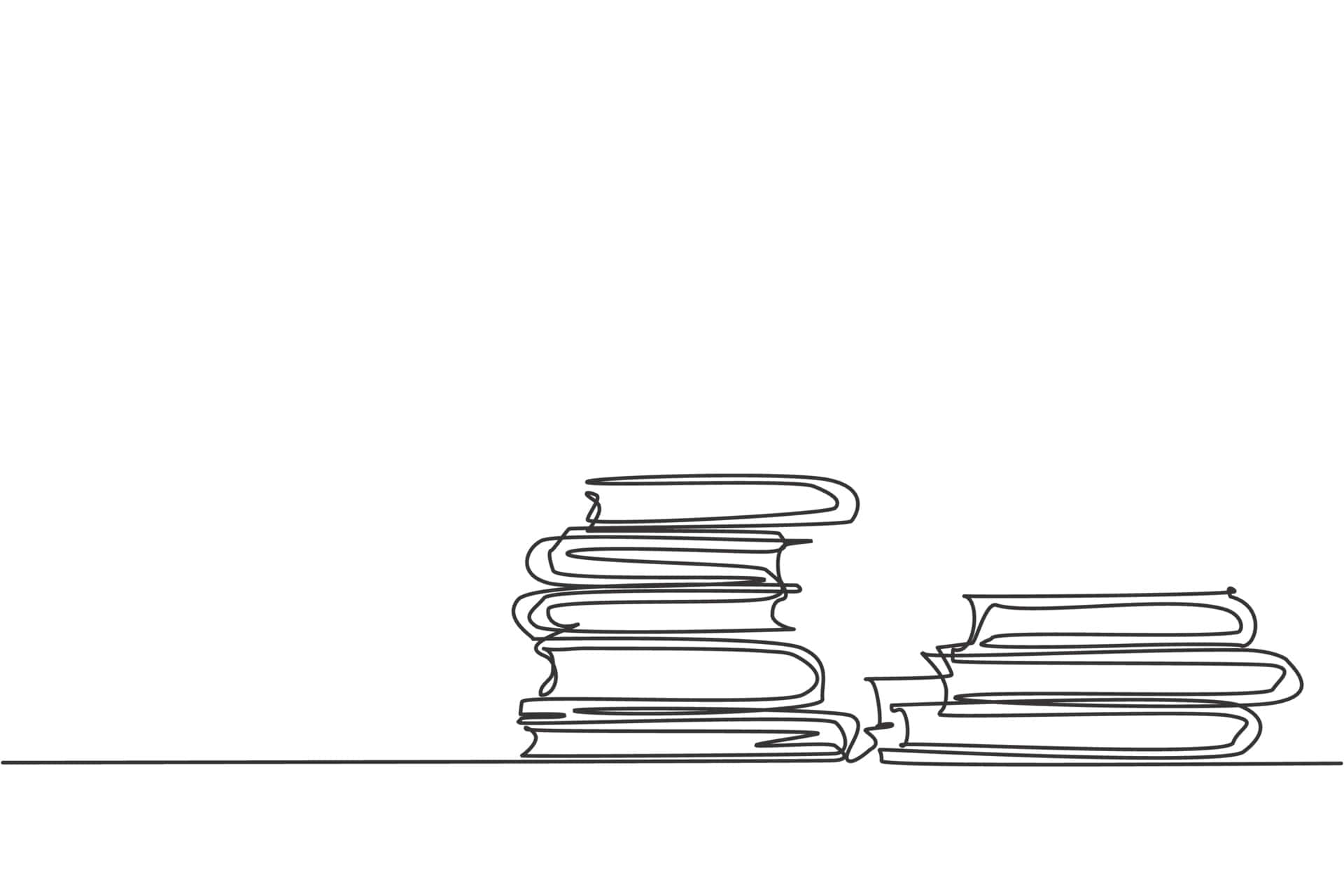 Bücherstapel, Strichzeichnung, Linienkunst, Minimalistisch, Weißer Hintergrund, Full HD Wallpaper
