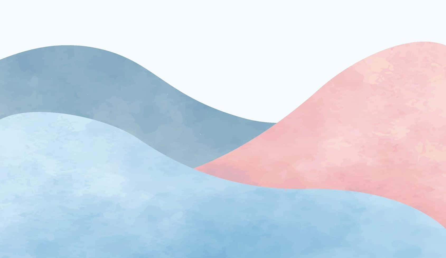 Abstrakte Hügel, Aquarell, Pastellfarben, Rosa, Hellblau, Wellenformen, HD-Hintergrundbild für PC