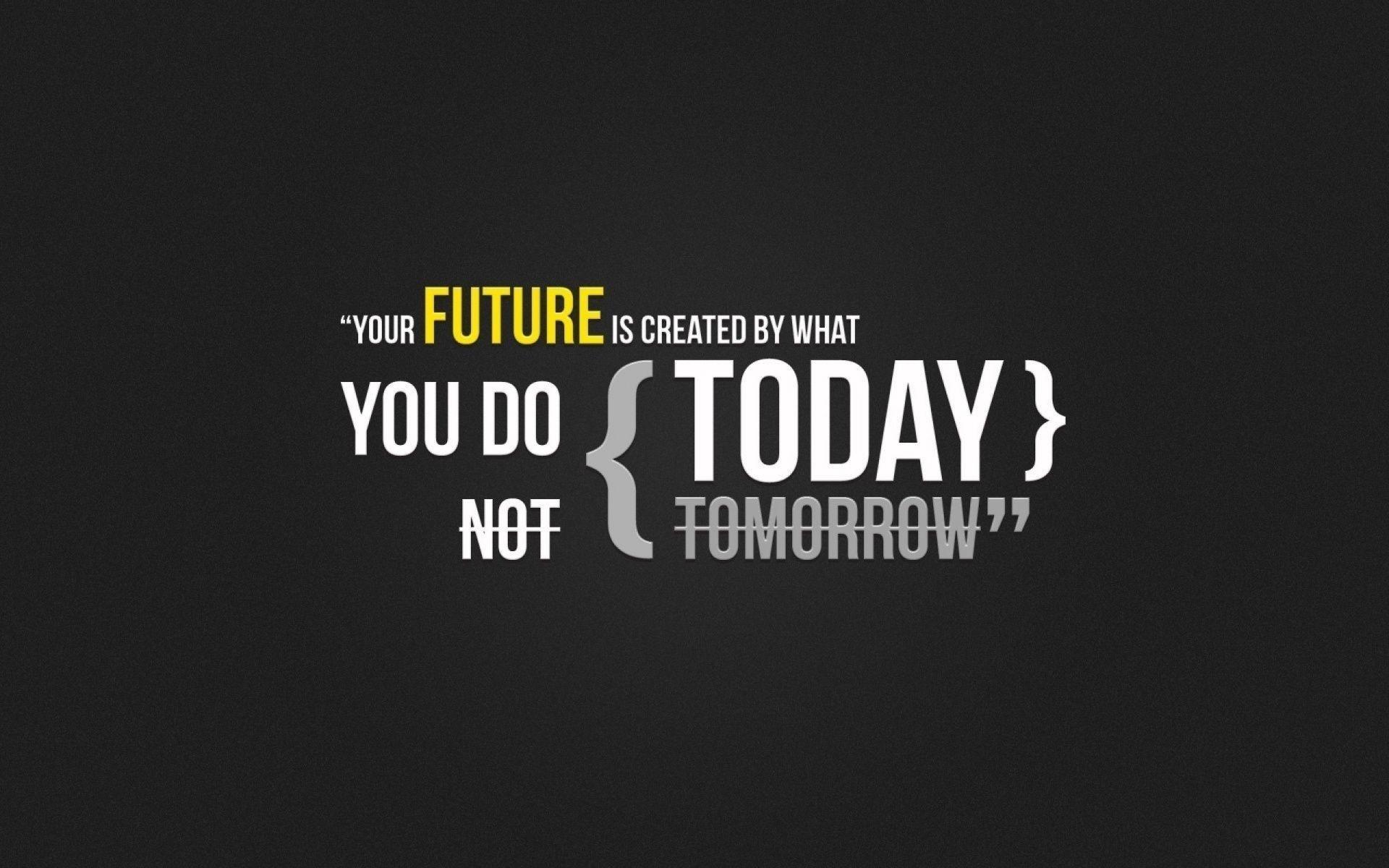 Motivationsspruch, Zukunft, Typografie, Schwarzer Hintergrund, Gelb, Zitat, Full HD Wallpaper