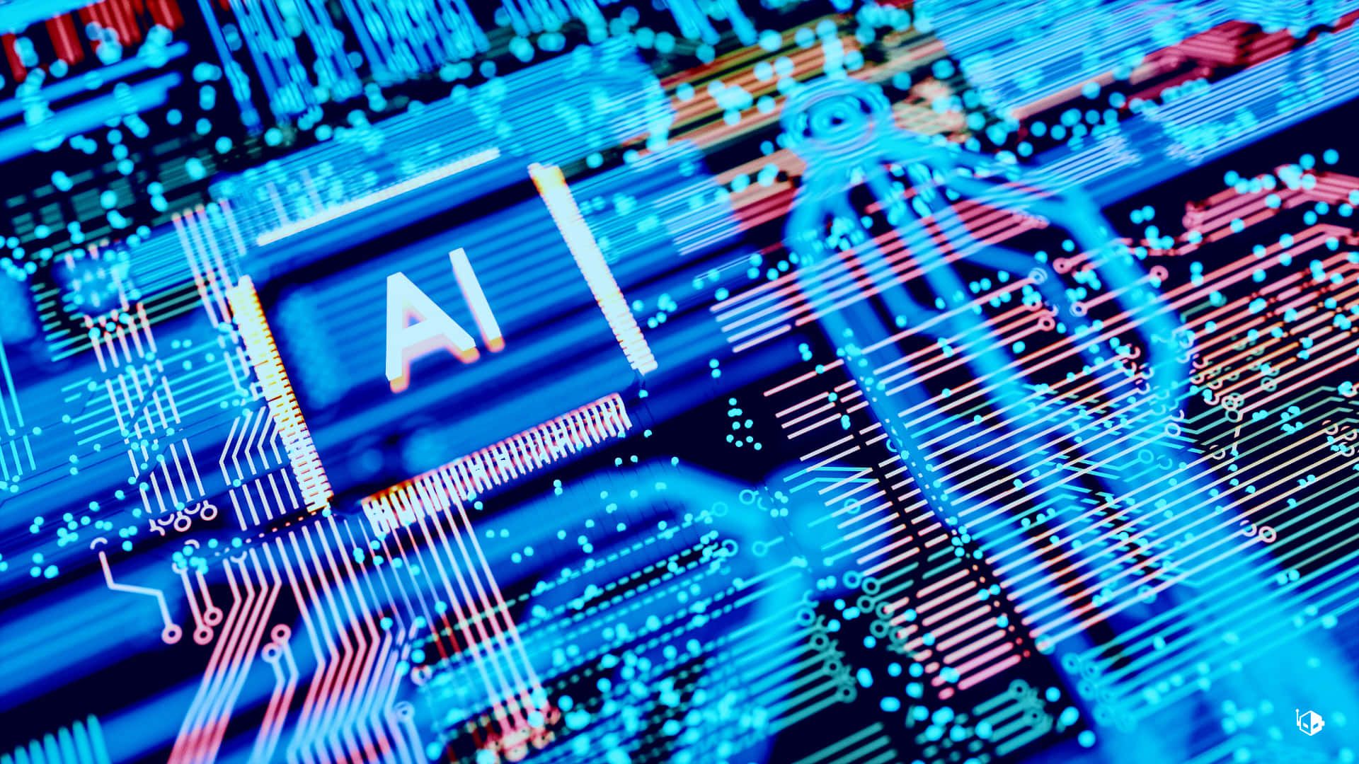 Künstliche Intelligenz, KI, Platine, Mikrochip, Technologie, Blau, Neonlicht, Full-HD-Hintergrund