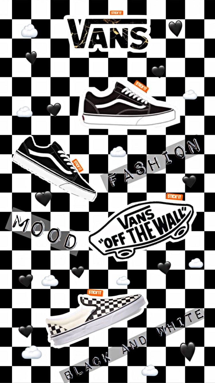 Vans, Off The Wall, Vans Old Skool, Schachbrettmuster, Schwarz-Weiß, Sticker, Hochformat-Hintergrundbild