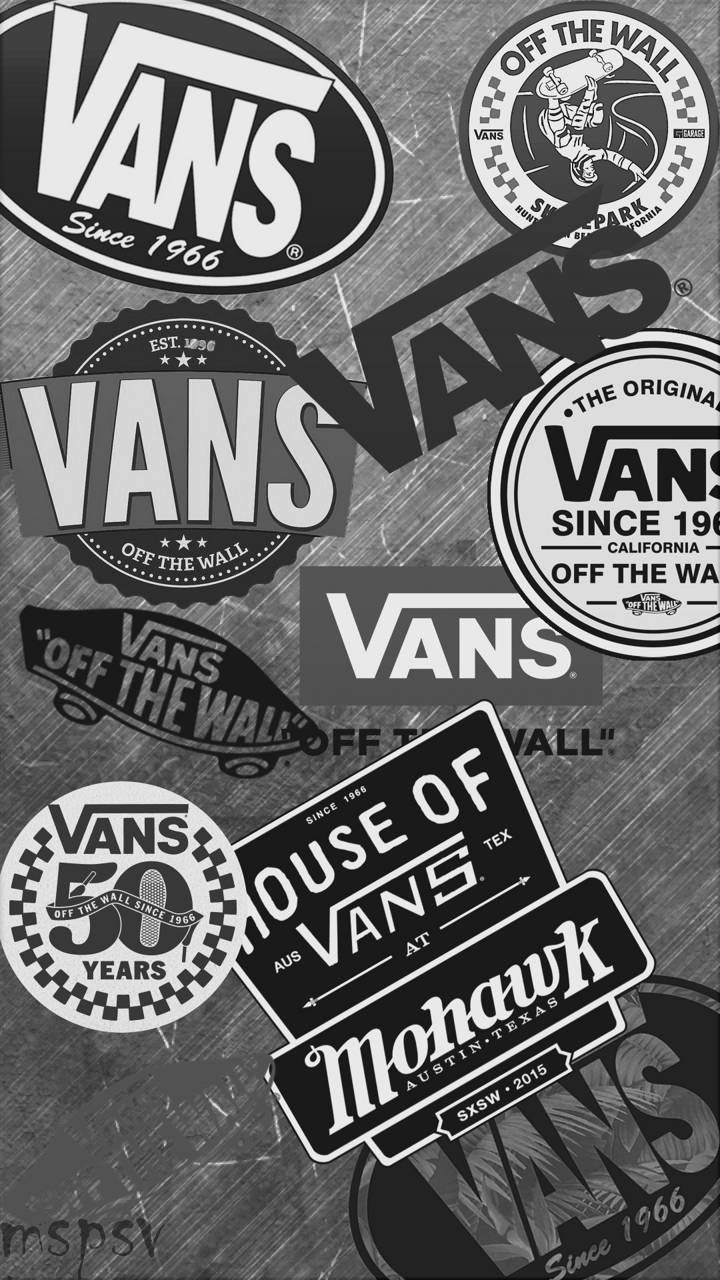 Vans, Vans Logo, Off The Wall, Sticker, Graustufen, Collage, Hintergrundbild fürs Handy