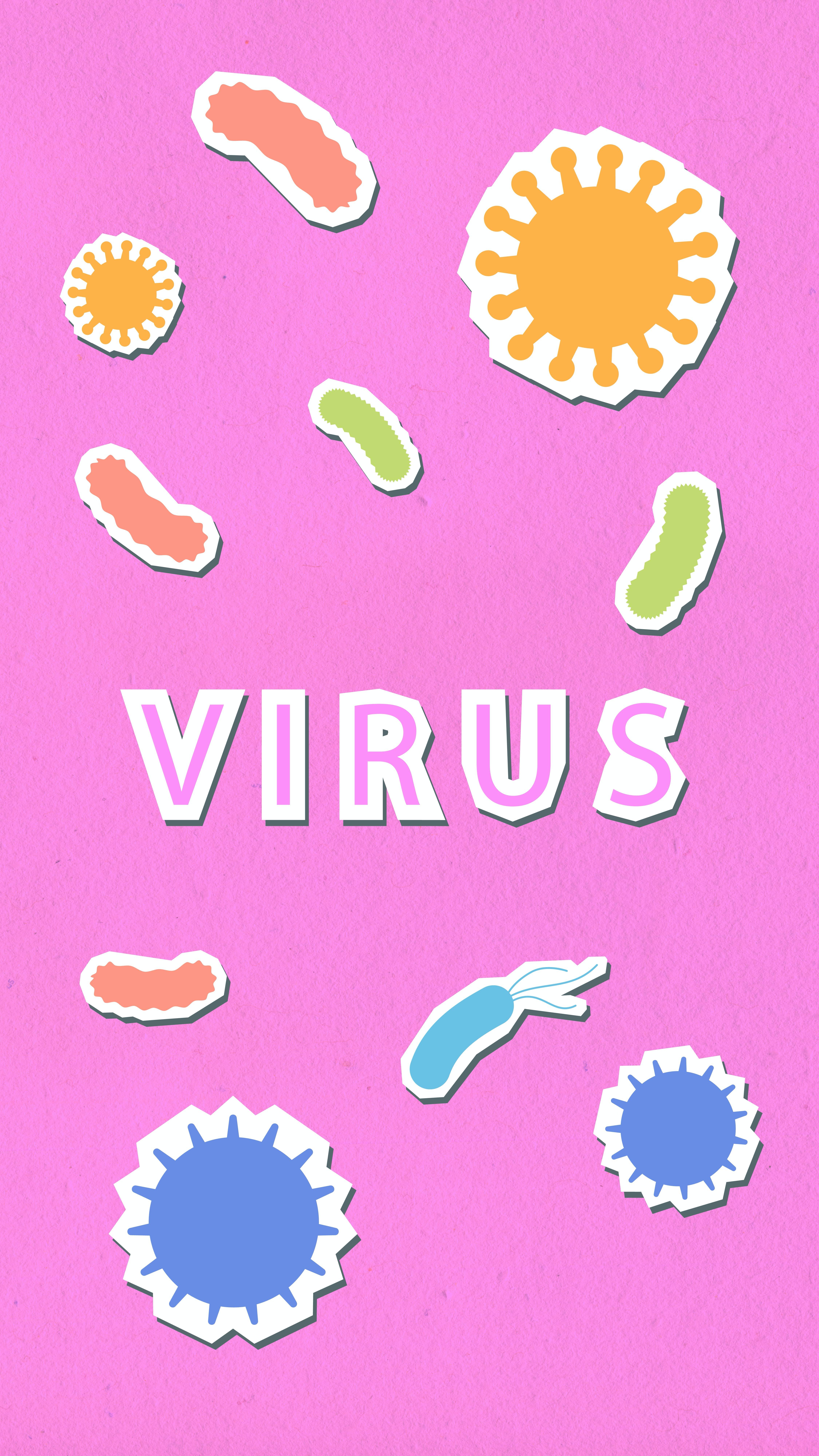 Virus, Schriftzug, Bakterien, Illustration, Rosa Hintergrund, Sperrbildschirm fürs iPhone
